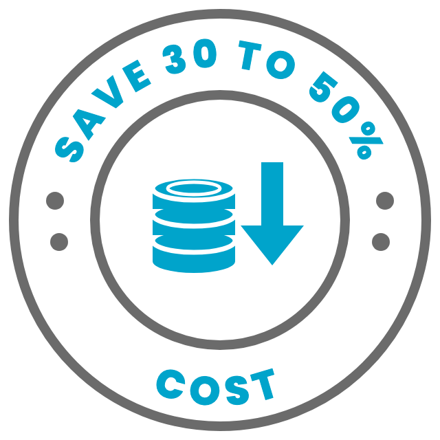 Save 30 to 50% cost
